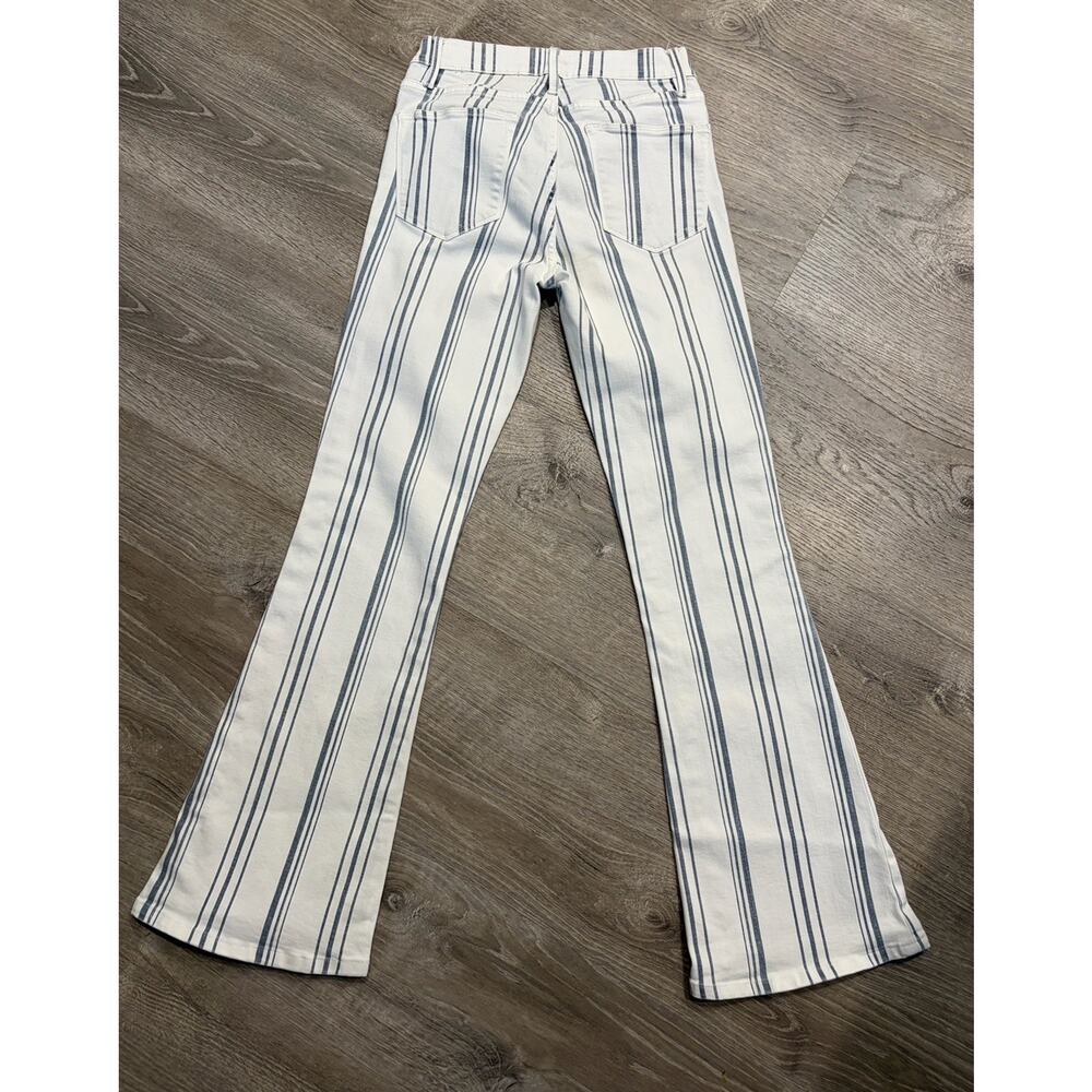 Frame Le High Flare White Blue Stripe Jeans 26 Preppy Festival - Picture 4 of 5